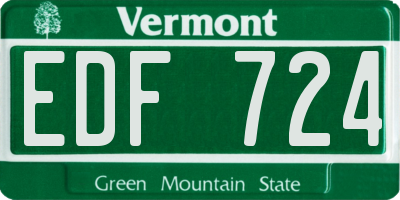 VT license plate EDF724