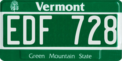 VT license plate EDF728