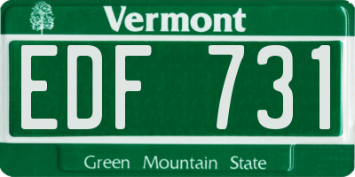 VT license plate EDF731