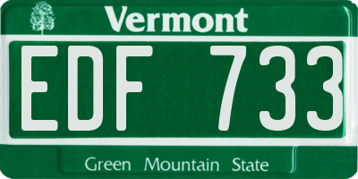 VT license plate EDF733