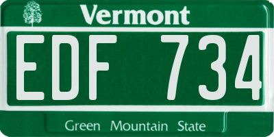VT license plate EDF734