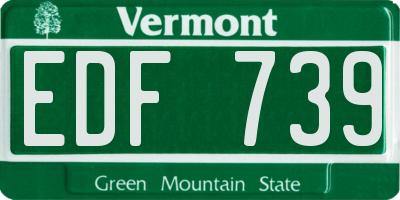 VT license plate EDF739