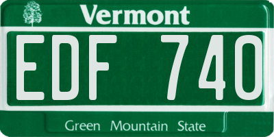VT license plate EDF740