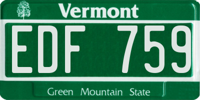 VT license plate EDF759