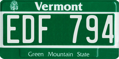 VT license plate EDF794