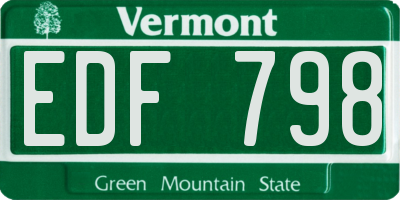 VT license plate EDF798