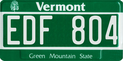 VT license plate EDF804