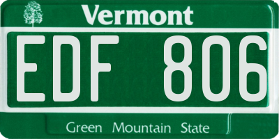 VT license plate EDF806