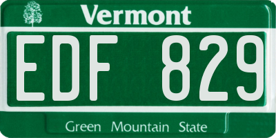 VT license plate EDF829