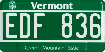 VT license plate EDF836