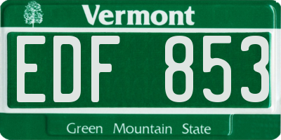 VT license plate EDF853