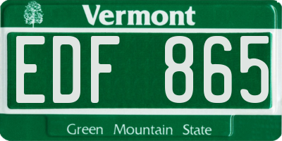 VT license plate EDF865