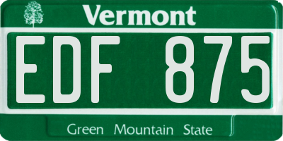 VT license plate EDF875