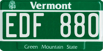 VT license plate EDF880