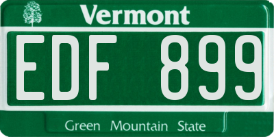 VT license plate EDF899