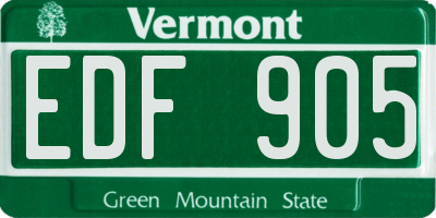 VT license plate EDF905
