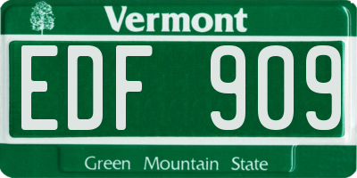 VT license plate EDF909