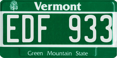 VT license plate EDF933