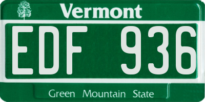 VT license plate EDF936