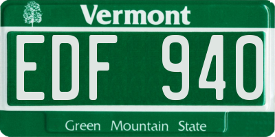 VT license plate EDF940