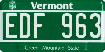 VT license plate EDF963