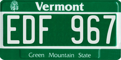 VT license plate EDF967