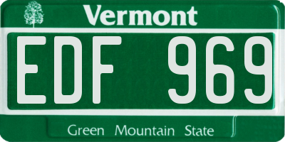 VT license plate EDF969