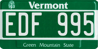 VT license plate EDF995