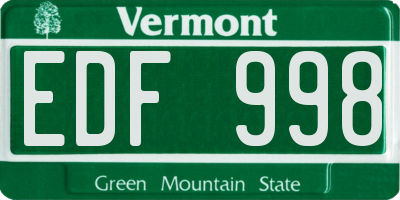 VT license plate EDF998