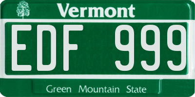 VT license plate EDF999