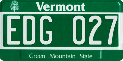 VT license plate EDG027