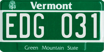 VT license plate EDG031