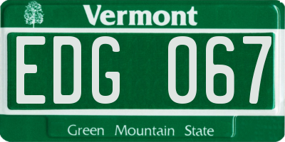 VT license plate EDG067