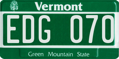 VT license plate EDG070