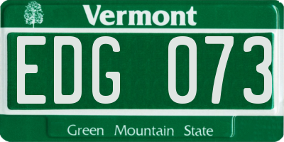 VT license plate EDG073