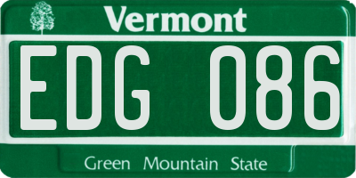 VT license plate EDG086