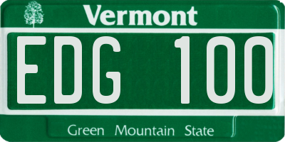 VT license plate EDG100