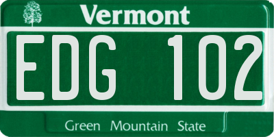 VT license plate EDG102
