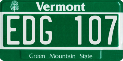 VT license plate EDG107