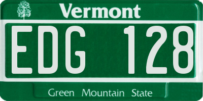 VT license plate EDG128