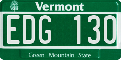 VT license plate EDG130