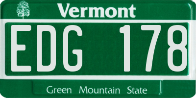 VT license plate EDG178