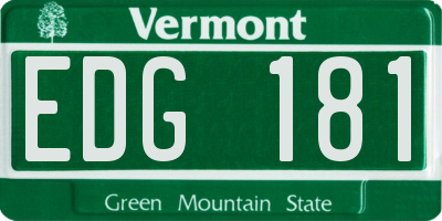 VT license plate EDG181