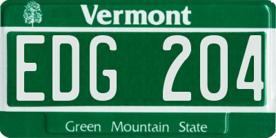 VT license plate EDG204