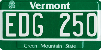 VT license plate EDG250
