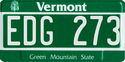 VT license plate EDG273