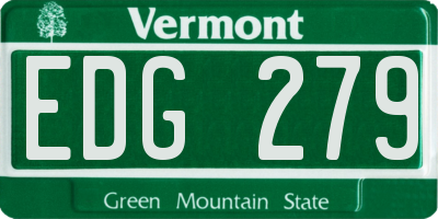 VT license plate EDG279