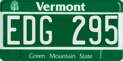 VT license plate EDG295