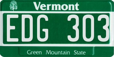 VT license plate EDG303