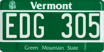 VT license plate EDG305
